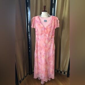 Peach Floral Embellished Maxi Lined Dress - Rabbit Designs